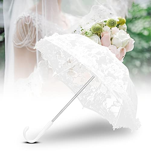Akozon Spitzenschirme für, Bastelblumen, Spitze, Stickerei, Party, Sonnenschirm, Bühnenauftritt, Mini, Dekorativer Regenschirm, Dekorationszubehör, Teeschirm, Hochzeit, Kinder (51241 weiß Gebleicht)