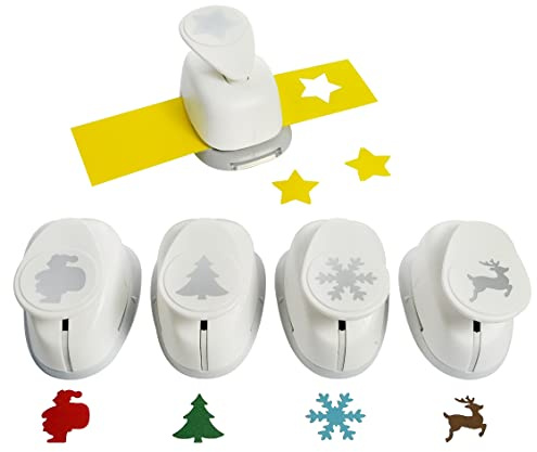 Motivstanzer Set A689915 Weihnachten, 2,54 cm, 5 STK, Kunststoff, weiß, 5X, 5x 2,54 cm