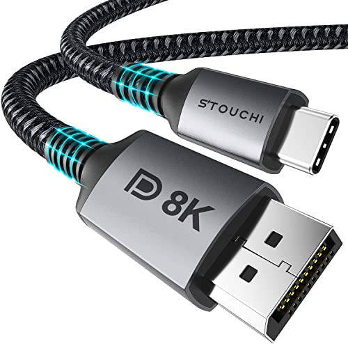 Stouchi USB C DisplayPort 1.4 Kabel 8K@60Hz 4K@144Hz/120Hz 5K@60Hz 2K@240Hz Thunderbolt 3 auf DisplayPort HBR3 32,4Gbps Typ C DP 1.4 für M1 MacBook Pro 2021 Mac Mini XPS (2M, 1PACK)
