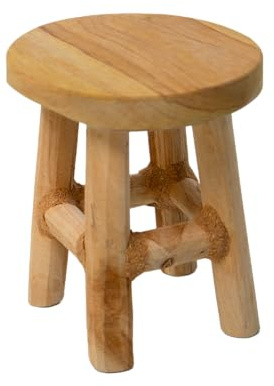 mgc24 Teakholz-Pflanzenhocker - Stabiler 4-Bein Blumenständer aus Massivholz, handgefertigt aus Echtholz, vielseitig & pflegeleicht, vormontiert - Perfekt für Wohnzimmer, Garten, Deko - 17cm x 15cm