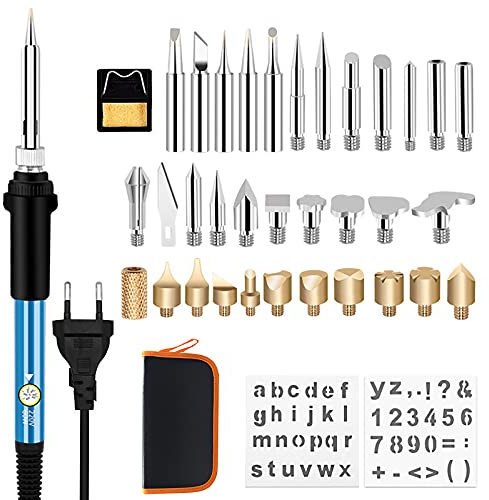 Brandmalerei-Set für Holz, 37 Stück, 60 W, Hobby, für Erwachsene, Brenner, für Holzscheitel, Kork, Leder, Gravur, Skulptur, Holz, TempÃratur, verstellbar, Länge