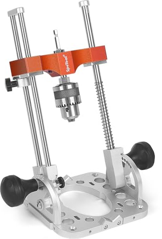 SpeTool S04001 bohrständer akkuschrauber mit Kugellagern Führungsstangen, 1/2-Zoll-Bohrfutter bohrständer einstellbar von 0 bis 60°, mobiler bohrständer für gerade Bohrungen Holzbearbeitung