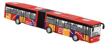 DuskHaven Langer Rückziehbus, Simulations Transitbus Modell, Spielzeug Aus Metallguss, Sammlerstück, Zweiteiliger Gelenkbus mit Sitzen, Geeignet Als Geschenk, Rot