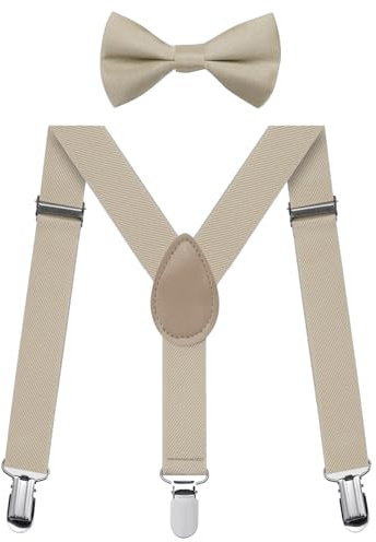 FACATH Jungen Hosenträger Fliegen Set, Kinder-Hosenträger mit elastischer Y-Form, verstellbar mit Clips und Fliege für Jungen und Mädchen