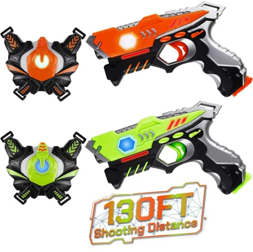 JOYENDER Laser Tag Spiele für Kinder Laser Tag 2 Spieler Pack mit Westen Lazer Tag Spiel Geschenk für Jungen Spielzeug ab 4 5 6 7 8 9 10 11 12+ Laser Tag Gun für Kinder, Lazer Tag Set mit 2 Familien