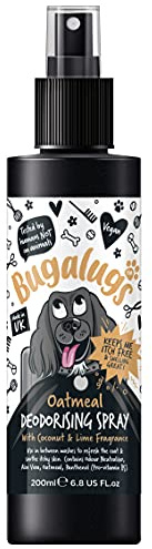 Bugalugs Deodorant für Hunde, 200 ml, Haferflocken und Aloe Vera, neutralisiert Gerüche und beruhigt die Haut, ohne Alkohol und Parabene, ideal für den täglichen Gebrauch oder zwischen Bädern mit