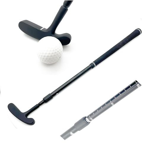 Faltbarer Metallkopf, skalierbar, klassisch, doppelseitig, Zwei-Wege-Mini-Golf-Putter, 58,4 cm bis 88,9 cm, verstellbare Länge, für Erwachsene und Junior, Golf-Putter für Rechts- oder Linkshänder