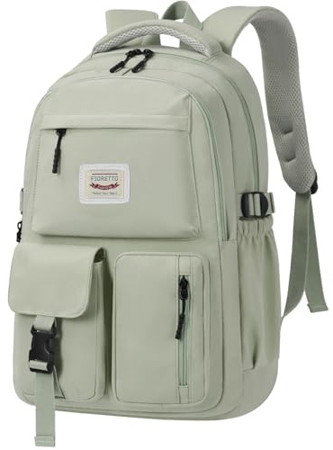 FIORETTO Schulrucksack Teenager Mädchen Damen Schulranzen Schultasche School Bag Rucksack Schule 14 Laptopfach, Wasserabweisend & Leicht, Grün