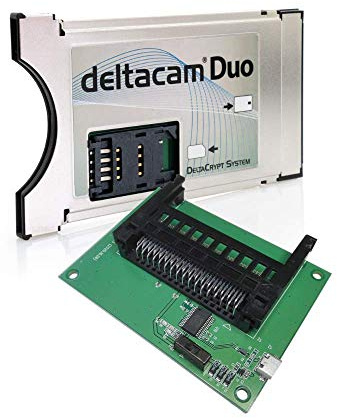 Deltacam Duo Twin CI Modul + Unicam Duo Programmer I Common Interface mit DeltaCrypt-Verschlüsselung 3.0 für Empfang verschlüsselter Sender I DVB CI-konforme PCMCIA CI-CAM für Smart Cards TV