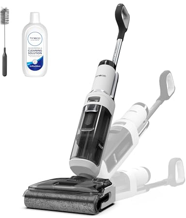 Tineco Floor One Stretch S6 Nass Trockensauger, 180°-Flachdesign Saugwischer 13cm Liegehöhe, 85°C 5min FlashDry Selbstreinigung, 3-Seitige Kantenreinigung 40min Laufzeit Reinigung unter tiefen Möbeln