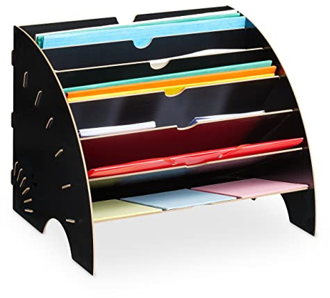 Relaxdays Dokumentenablage, 6 Ablagefächer, DIN A4, HxBxT: 27 x 34 x 27 cm, Büro & Schule, Büro-Organizer, MDF, Farbwahl