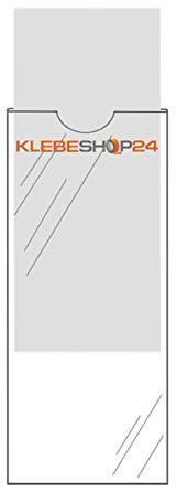 KLEBESHOP24 Ordnerrücken Taschen, 50 x 130 mm, 100 Stück, transparent | Rückenschildtaschen, selbstklebende Taschen für Ordneretiketten