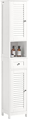 SoBuy Badezimmerschrank Badezimmer Hochschrank mit Schubladen Badschrank schmal platzsparender Badmöbel Hochschrank schmaler Schrank für kleines Badezimmer, Gäste-WC, Küche 32x170x30cm FRG236-W