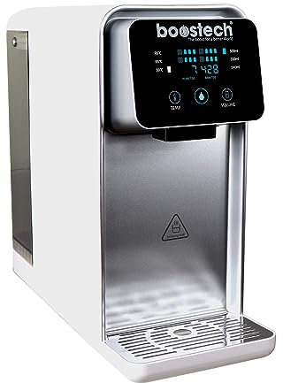 Auftisch Osmoseanlage mit 4 Temperaturstufen | 4 Füllmengenstufen | Touchdisplay | TDS Eingangs & Ausgangswasserqualitätssensor | kalkfreies Trinkwasser | Wasserfilter für Küche Büro Wohnmobil