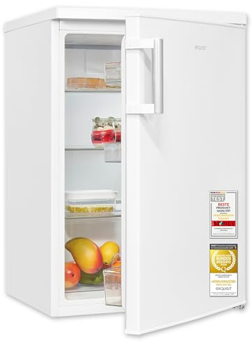 Exquisit 133l Kühlschrank ohne Gefrierfach - Standkühlschrank in Weiß | Vollraumkühlschrank mit LED, 85x56x57,5 cm, Gemüseschublade, wechselbarer Türanschlag, Energieklasse E, 40 dB leise