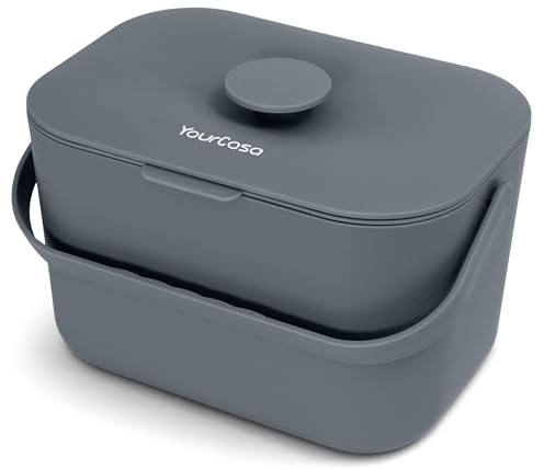 YourCasa Biomülleimer Küche 5L - Komposteimer für alltäglichen Biomüll Behälter - Spülmaschinenfest - Geruchsdicht mit Sieb & ergonomischen Griff - Bio Mülleimer Klein Komposter Bioeimer (Anthrazit)
