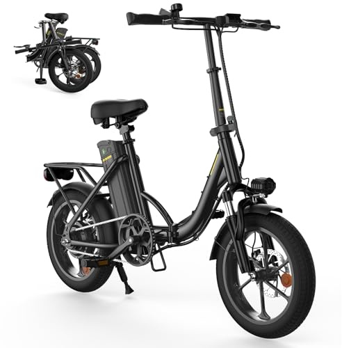 Finbike Klapprad E-Bike 16 * 2.15 Zoll Fat Tire,Tragbares Elektrofahrrad mit 10.4Ah Abnehmbarem Akku,4 Fahrmodi,PAS Reichweite MAX 88KM,Falt-Elektrofahrräder für Herren Damen Pendeln