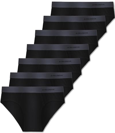 FM London 7er-Pack Essentials Herren Slip – Unterhosen für Männer mit Hohem Baumwollanteil, ohne Etikett, Moderner Slip für Herren mit Anti-Rutsch-Elastikbund