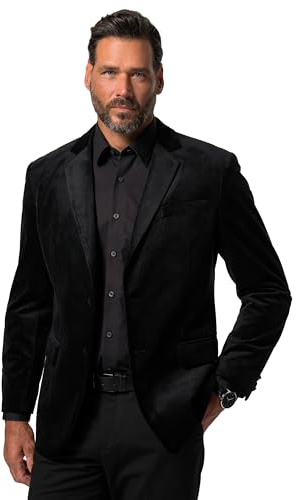 JP 1880 Herren große Größen Übergrößen Menswear L-8XL Samt-Sakko, Revers, Knopfverschluss, bis 72 schwarz 62 833304100-62