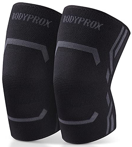 Bodyprox Kniekompressionsbandage für Männer und Frauen (2er-Pack), Kniebandage zum Laufen und Trainieren (M)
