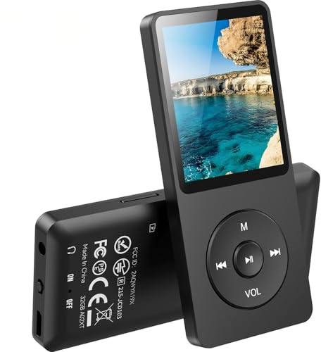 AGPTEK MP3 Player 32GB Bluetooth 5.3, 1.8 Zoll 40 Stunden Wiedergabezeit | Klassischer Sport MP3 Player mit FM Radio, Lautsprecher, bis zu 128G, (Ohne Kopfhörer) Schwarz