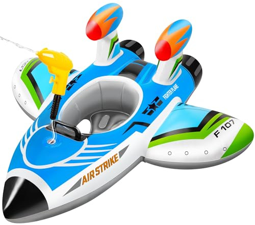 Schwimmring Baby mit Wasserpistole Schwimmring Kinder 3-6 Jahre Aufblasbarer Pool Schwimmsitz Baby Schwimmhilfe mit Griff Pool Spielzeug für Kleinkind Sommer Wasser Spiele (Blau)