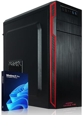 Greed® Ultra V2 PC mit AMD Ryzen 7 5700G - Schneller Rechner + Computer für Büro & Home Office mit 4,6 GHZ, 16GB RAM/Arbeitsspeicher - 1TB SSD + 1TB HDD - DVD+RW - USB3.1 - WLAN, inkl Windows 11 Pro