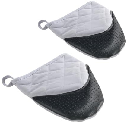 Metaltex 1 Paar Ofenhandschuhe, Anti-Rutsch Backofenhandschuhe Baumwolle 14 cm, Grau