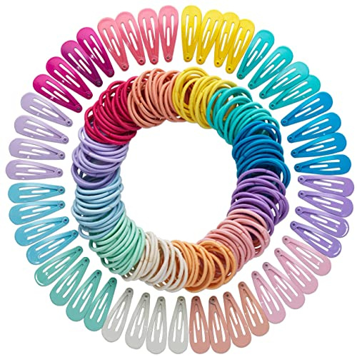 Papierdrachen 200 Haarspangen und Haargummis für feine und lange Haare - langlebig und robust - Kinderspängchen - Haarschmuck in praktischer Aufbewahrungs Box - in vielen Farben