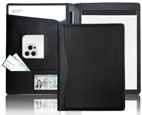 Konferenzmappe A4 Leder, Elegance Schreibmappe Portfolio Konferenzmappe Kunstleder für A4 Mappe Organizer Dokumentenmappe Große Fächern Aktenmappe für Notizblock Tablet Rechner
