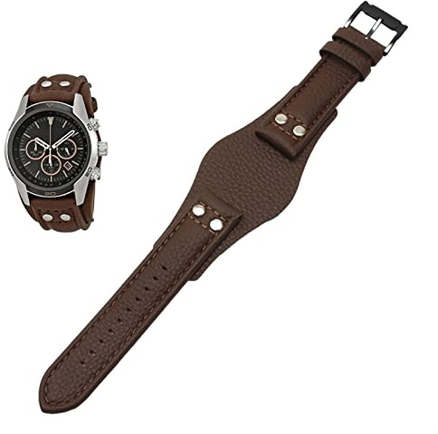 HEPUP Uhrenarmband aus echtem Leder für Fossil CH2592 CH2564 CH2565 CH2891CH3051 22 mm Herrenarmband mit Nietenstil