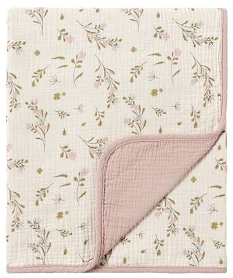 CREVENT 100% Bio-Baumwolle Musselin Babydecke für Neugeborene, unverzichtbar für Baby-Dusche Geburtstag Geschenk - Blume 100X100cm