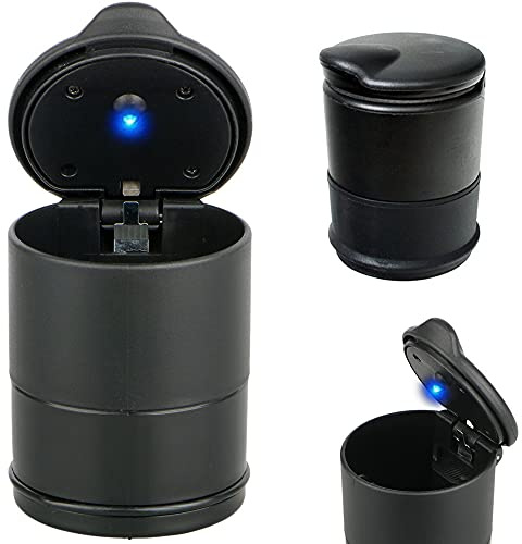 PARENCE.- Autoaschenbecher mit LED / Tragbarer Aschenbecher mit Öffnungsventil - Auto, Alltag, Zuhause, Mittel