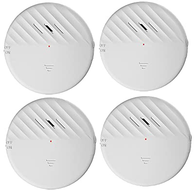 Lancoon Fensteralarm mit Vibrationssensor Weiß 4 Packungen 125dB lauter schlanker Glasbruch-Einbruchmelder Einstellbarer Empfindlichkeit LED-Anzeigeleuchte für die Sicherheit im Home Office