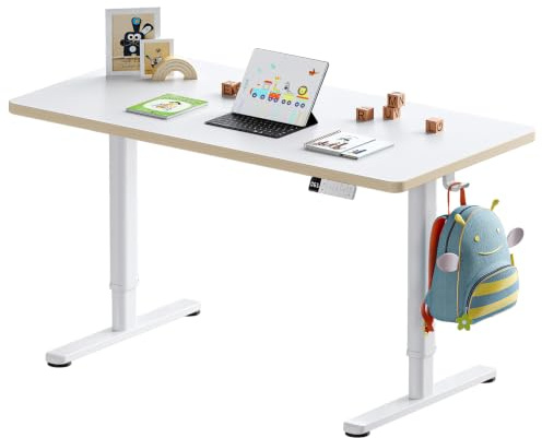 HUANUO Elektrischer höhenverstellbarer Kinderschreibtisch, matt | 55-81 cm Höhenbereich, 2 Haken, 80 kg Tragkraft, blendfreie matte