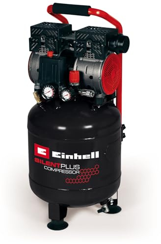 Einhell Kompressor TE-AC 135/24 Silent Plus (750 W., max. 8 bar, 24 l-Tank, 135 l/min Ansaugleistung, Motordrehzahl 1450 min^-1, Manometer, Schnellkupplung, ölfrei)