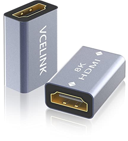 VCELINK HDMI Kupplung 8K, HDMI Buchse auf Buchse, unterstützt 8K@60 Hz/4K@120 Hz UHD, 7680 * 4320 Auflösung, 3D, HDR, eARC für Laptop, PCs, Monitore, Roku TV, 2 Stück