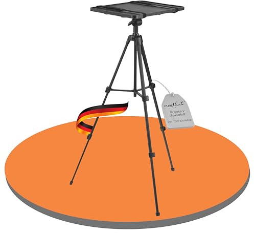 PureMounts® Projektor Standfuß, leichtes und faltbares Beamer-Stativ, belastbar bis 6kg, mobiler Beamer-Ständer, schwarz