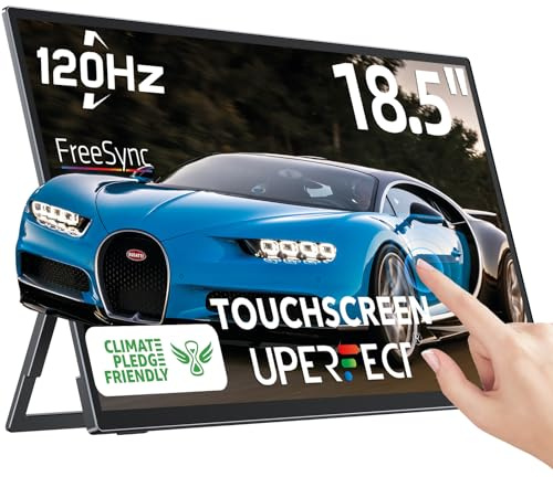 UPERFECT 18,5 Zoll 120Hz Touchscreen Portable Monitor mit Integrierter Ständer Full HD IPS Bildschirm USB C Mini HDMI für Macboo PC Laptop Handy Spielkonsolen, Metallgehäuse, VESA-kompatibel