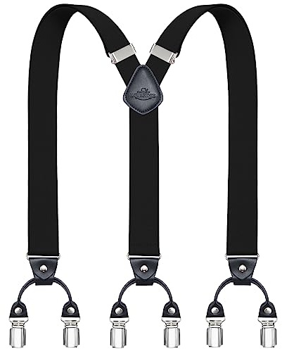 Dresime Herren Hosenträger für Hosen mit 6 starken Metallclips, Y-Rücken verstellbare Heavy Duty elastische Herren Hosenträger