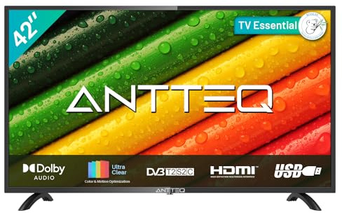 Antteq AB42D1 2K FHD Fernseher 42 Zoll (TV 106 cm) mit Hotelmodus | Triple Tuner DVB-C / T2 / S2, CI+, HDMI, USB-Media Player, Scart, Dolby Audio Hotelmodus