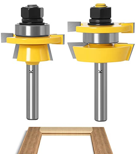 ASNOMY 2 Stück Groove und Tongue Zunge und Nutfräse Set, 8mm Schaft Nut- und Federfräser Set, Oberfräser Holzbearbeitung Fräsen Holzschneider Werkzeug
