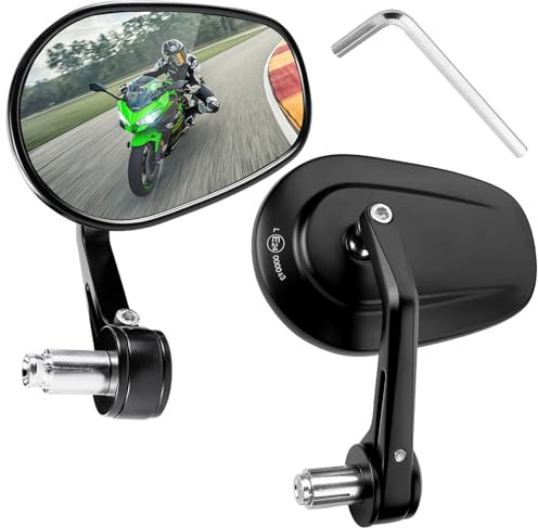 Rückspiegel Motorrad, Universal Lenkerendenspiegel, 2 Stück Motorrad Spiegel, 360°Drehbar Lenkerspiegel Kompatibal mit Scooter Roller, Moped