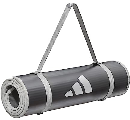 Adidas Trainingsmatte - 10mm Dicke Fitnessmatte - 183 x 61 cm Sportmatte | Gelenkschonende, hochwertige Gymnastikmatte mit Tragegurt