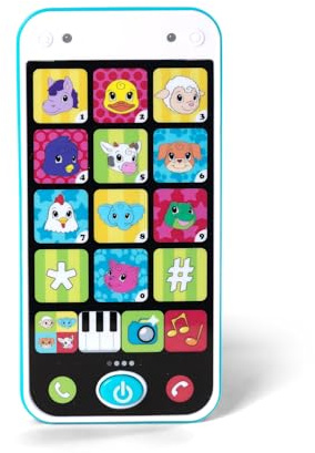 Simba 104010002 ABC Smartphone für Kinder, Spielzeughandy mit Licht, Sound, verschiedenen Melodien und Tiergeräuschen, für Kinder ab 12 Monaten Bunt