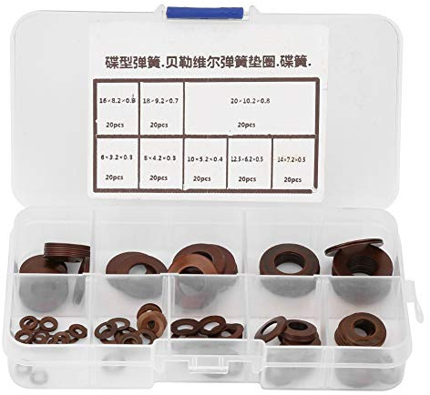 160 Stück 8 Arten Tellerfedern Unterlegscheibe Set Disc Spring Washer Sortiment Kit Flach Gewinde Sicherungsring