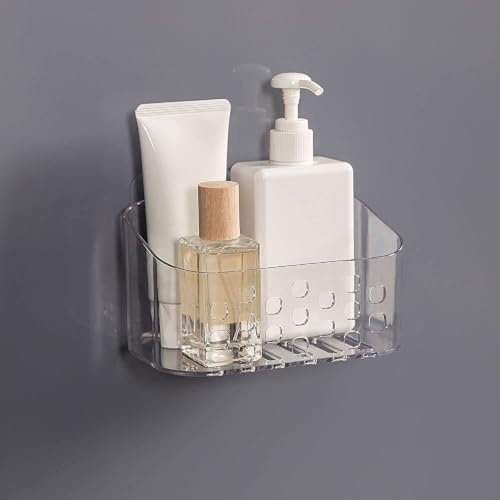 Duschablage,klein Duschkorb,Duschregal ohne Bohren | ,Badezimmer Organizer an der Wand montiert für Küchen und Badezimmer,Transparent