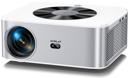 Beamer【1000 ANSI & Android TV】 HORLAT Beamer 4K Heimkino, WiFi 6 Bluetooth Projektor, Auto/4P Trapezkorrektur 50% Zoom Projektor für Smartphone/TV Stick