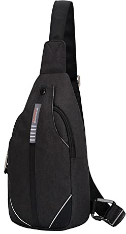 WATERFLY Anti-Diebstahl Sling Bag: Damen und Herren Brusttasche Hippie Crossbody Bag Multipurpose Daypack(Schwarz 2.0)