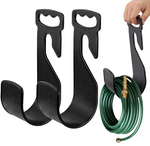 FIDWALL 2er-Pack Gartenschlauchhalter mit Haltegriff – robuster Schlauchaufhänger, Wasserschlauchhalter für den Außenbereich, schnelle Montage für Wasserhahn (2 Schwarz)